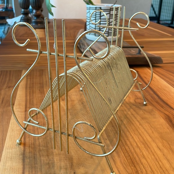 ***SOLD****Mid Century Modern Vintage Gold Metal 45 Record LP Stand Music - Picture 3 of 15